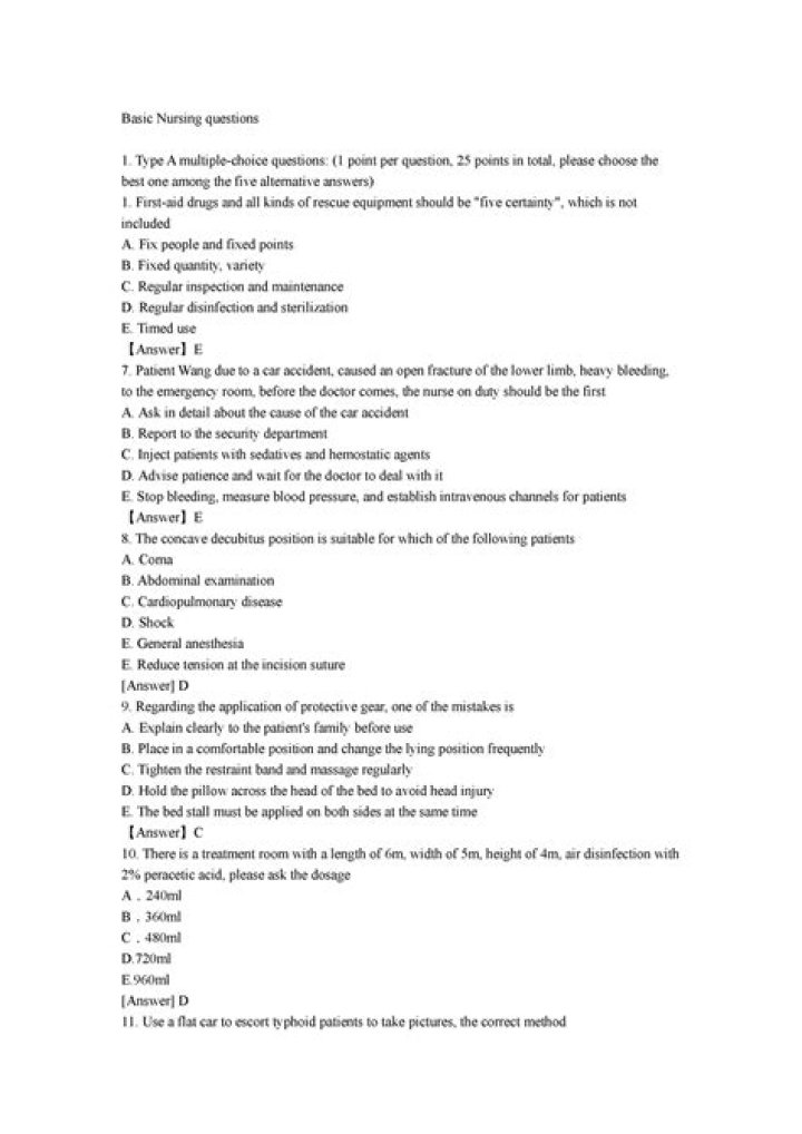 Basic Nursing Quiz with Answers PDF – Perfect for Exam Prep