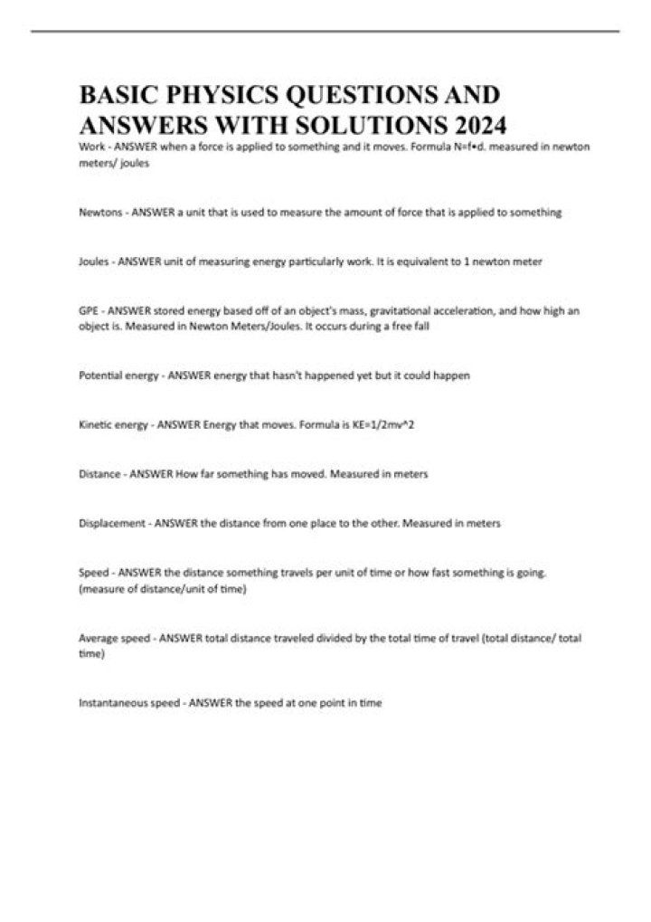 Basic Physics Questions and Answers PDF: Study Smart Today