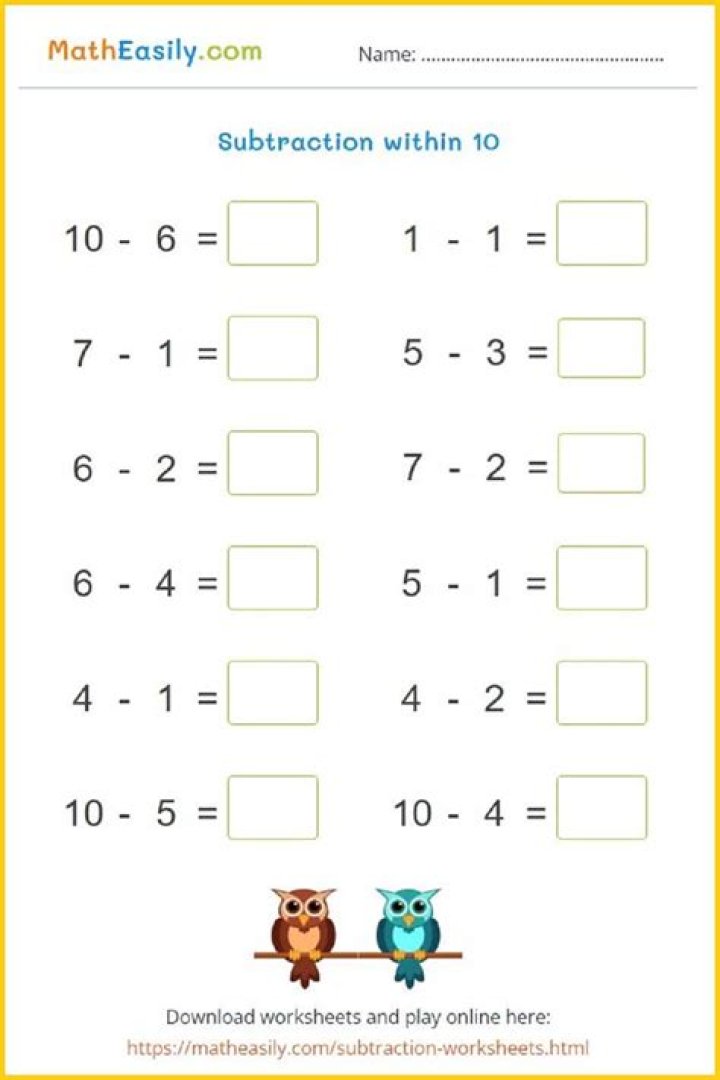 Basic Subtraction Worksheets PDF for Kids: Easy Printable Practice
