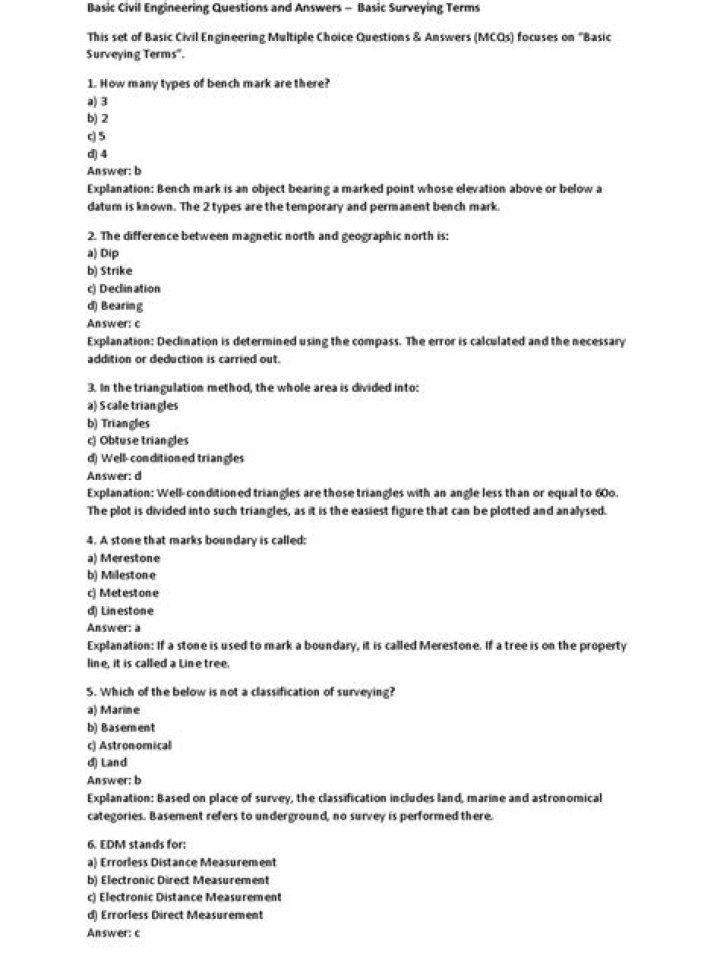 Basic Surveying Questions and Answers PDF: Essential Guide
