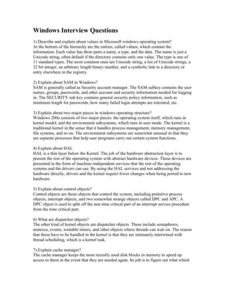 Basic Windows Interview Questions and Answers PDF Guide