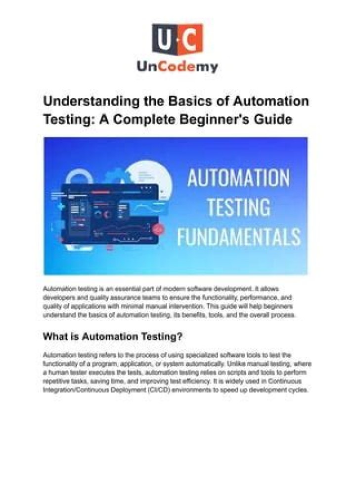 Master the Basics of Automation Testing: Free PDF Guide