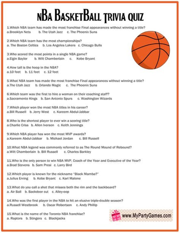 Basketball Quiz Questions and Answers PDF for Fun and Practice