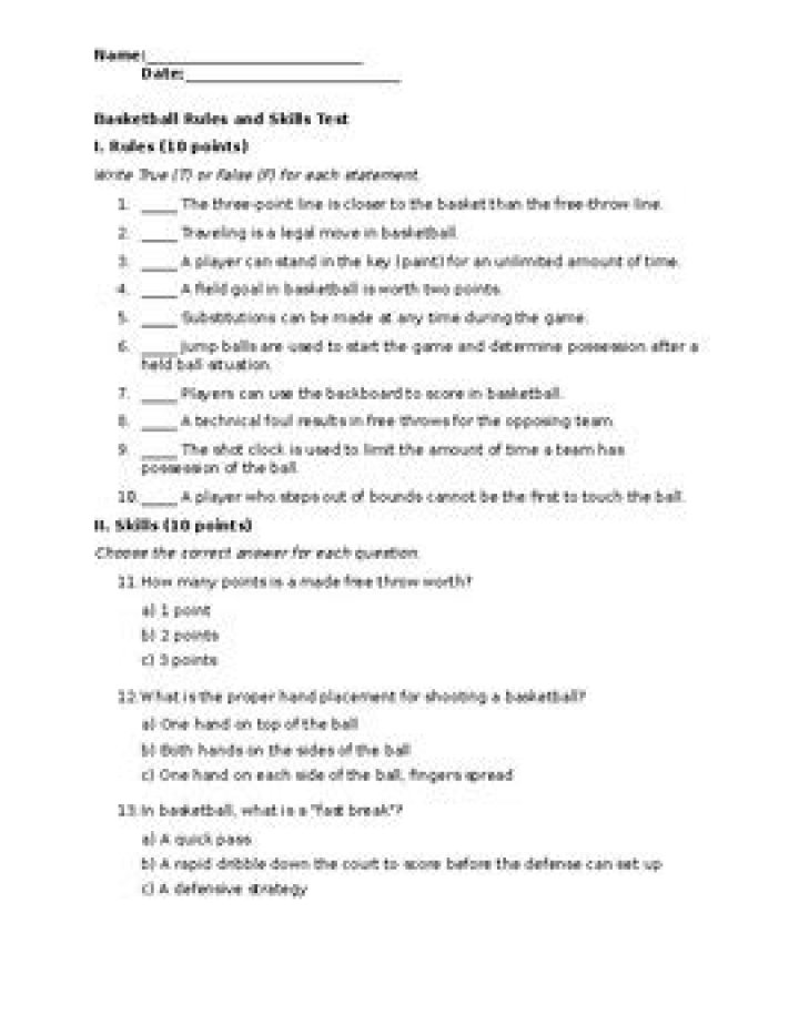 Free Basketball Skills Test PDF – Evaluate Your Game Now