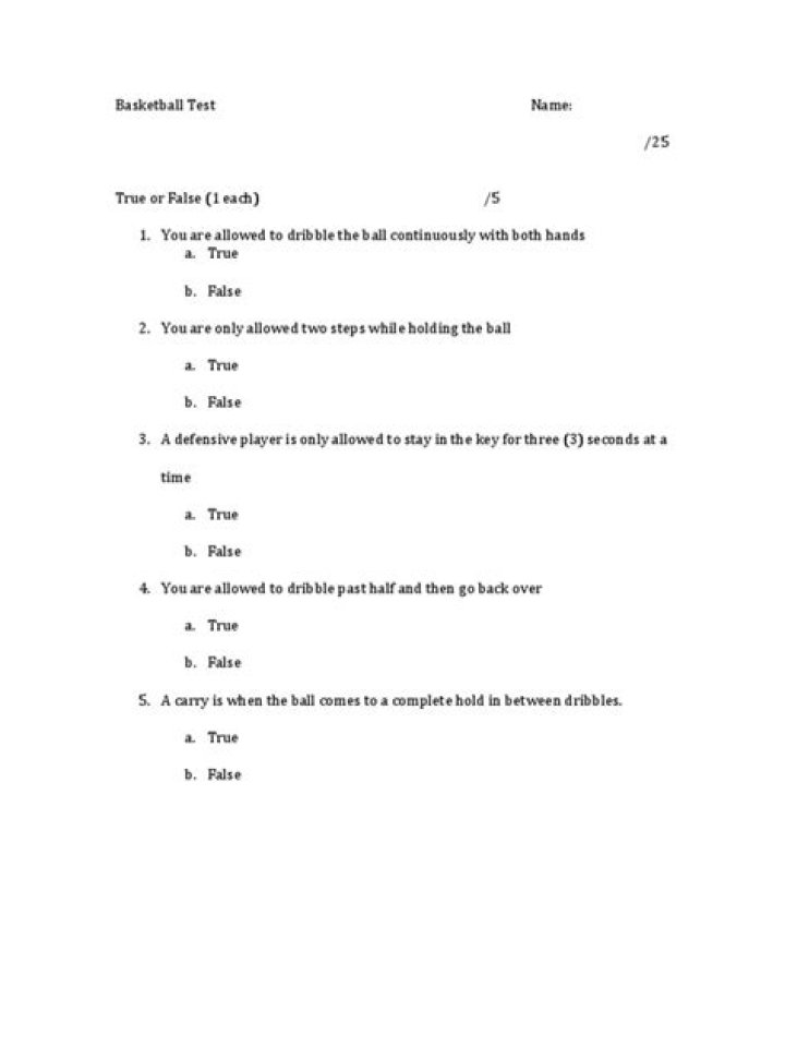 Basketball Test PDF – Official Practice Evaluation Download