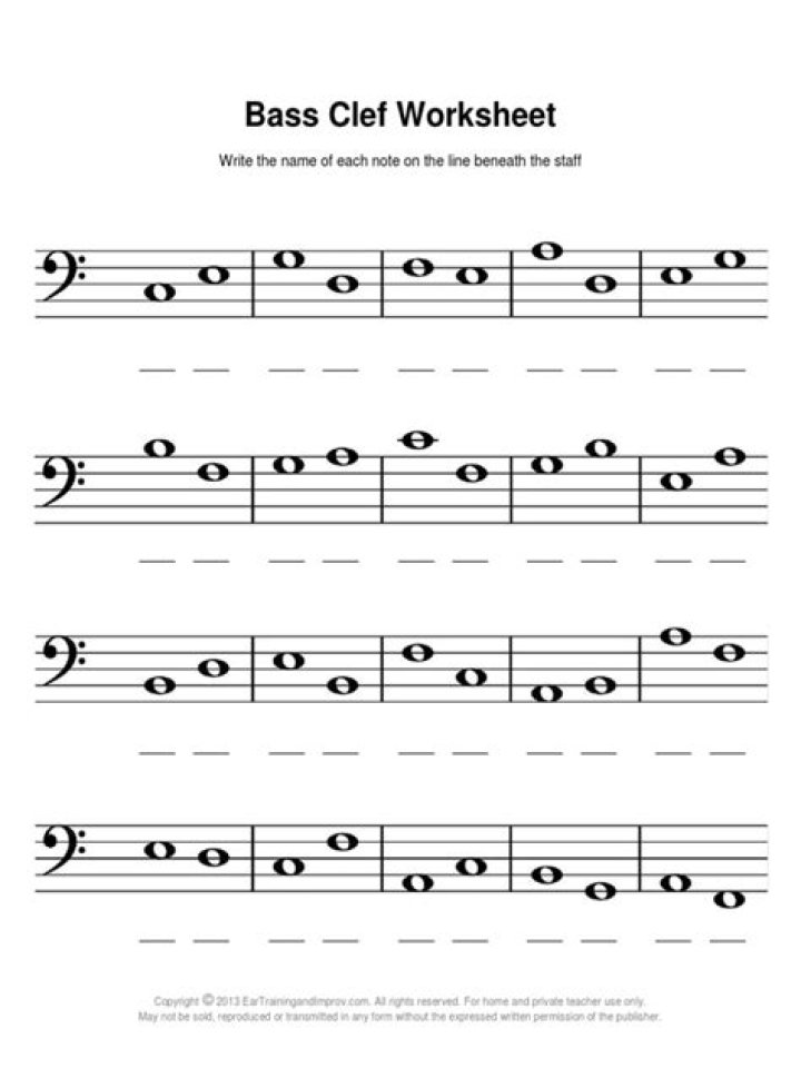 Bass Clef Note Naming Worksheets PDF – Instant Download for Musicians