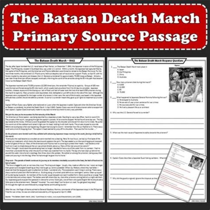 Bataan Death March Worksheet PDF for Study and Education