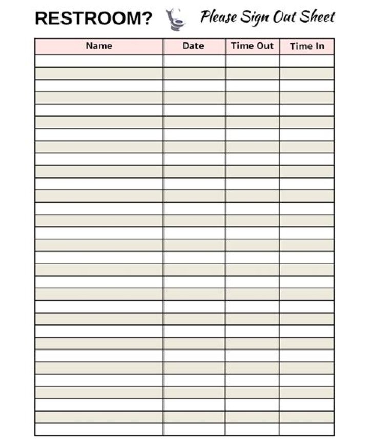 Bathroom Sign In & Out Sheet PDF – Easy Check-In Check-Out Form