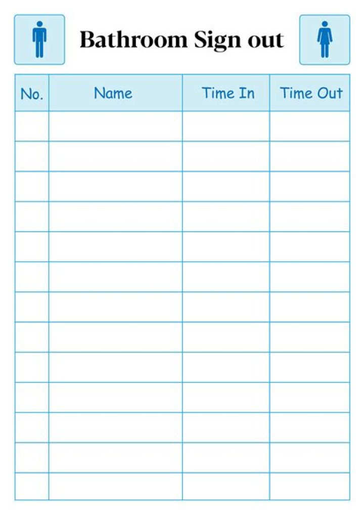 Free Bathroom Sign Out Sheet PDF – Download Now