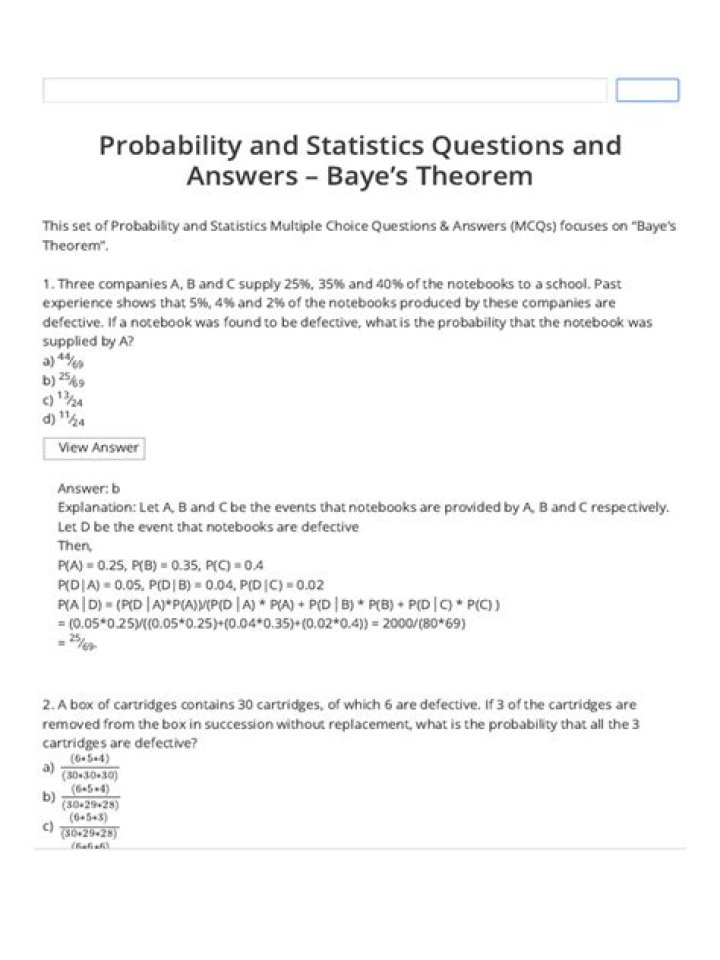 Bayes Theorem Questions and Answers PDF: Expert Practice & Solutions
