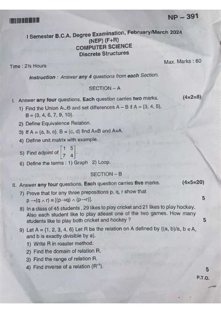 BCA 3rd Sem Question Paper 2024 PDF Free Download