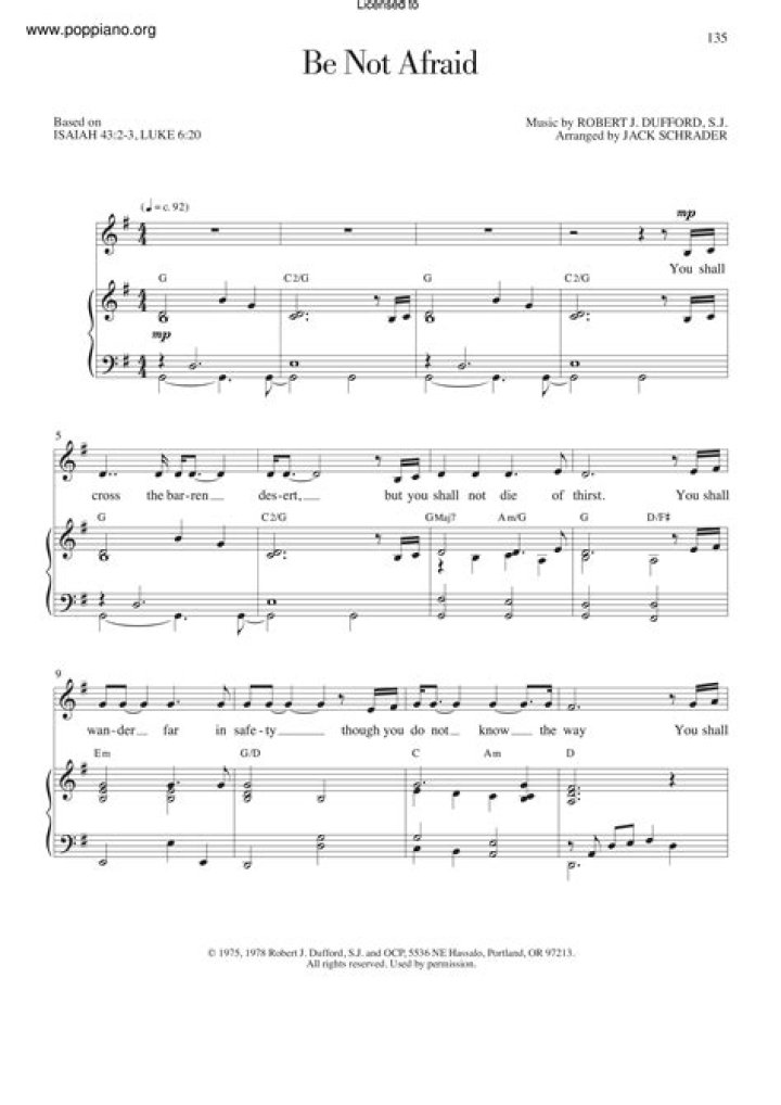 Be Not Afraid Hymn Sheet Music PDF Download