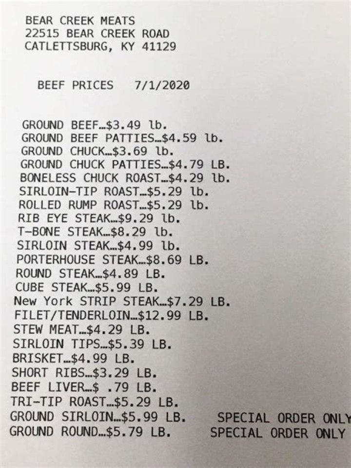 Bear Creek Meats Price List PDF: Affordable Quality Meats