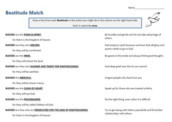 Free Beatitudes Matching Worksheet PDF: Practical Spiritual Reflection Tool