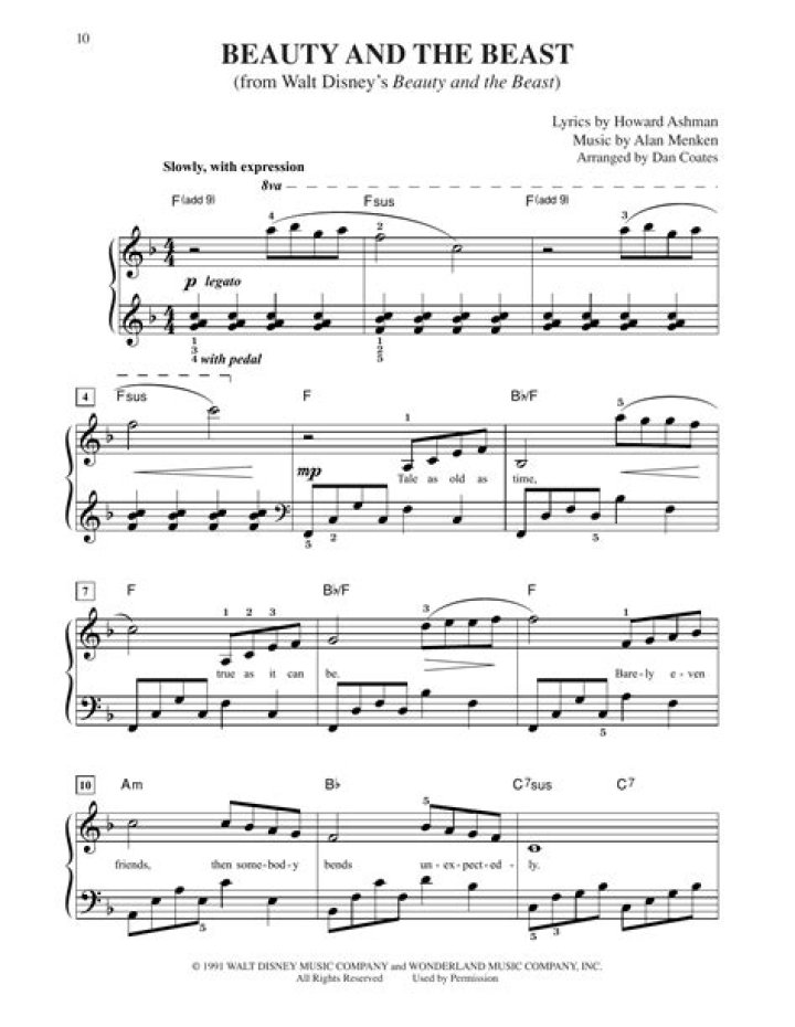 Beauty and the Beast Piano Sheet Music PDF Download