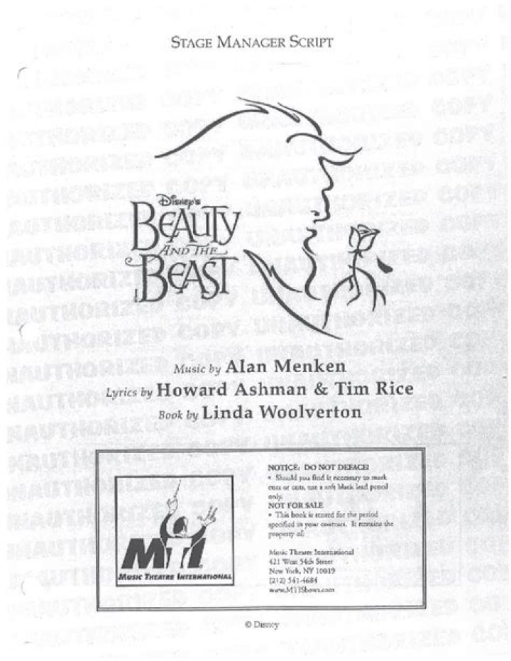 Beauty and the Beast Stage Manager Script PDF: Full Script Download