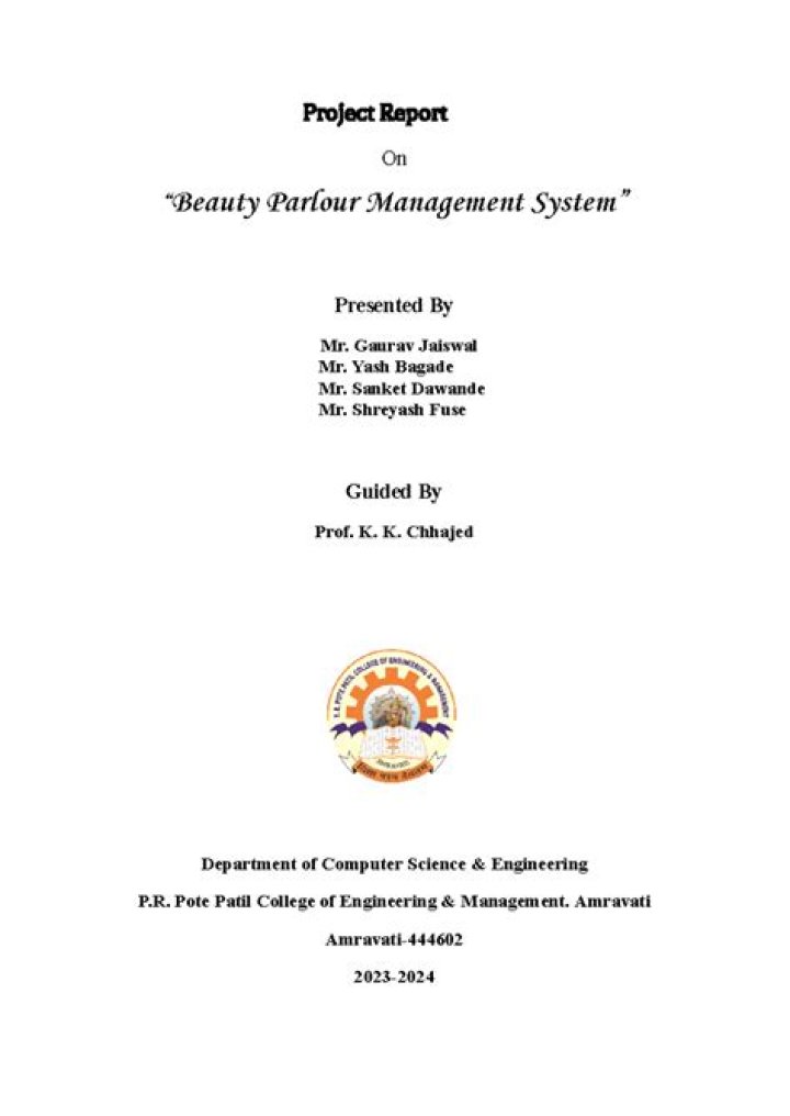 Beauty Parlour Management Project Report PDF – Exclusive Case Study