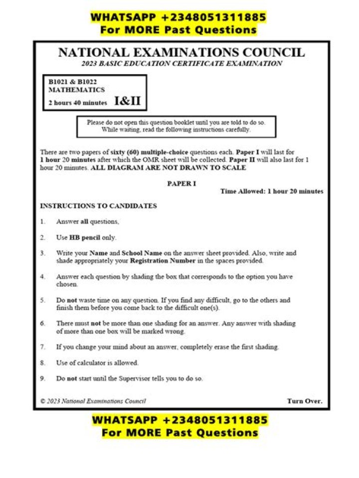 BECE Mathematics Past Questions PDF for Exams Success