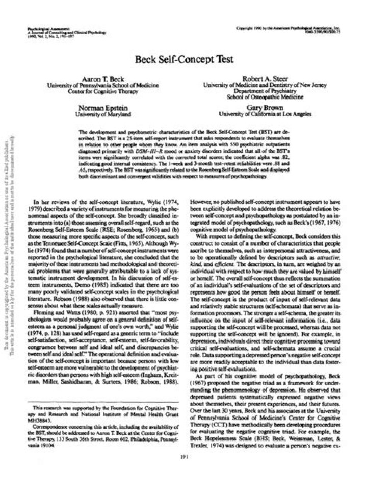Beck Self-Concept Test PDF: Assess Your Self-Perception & Identity