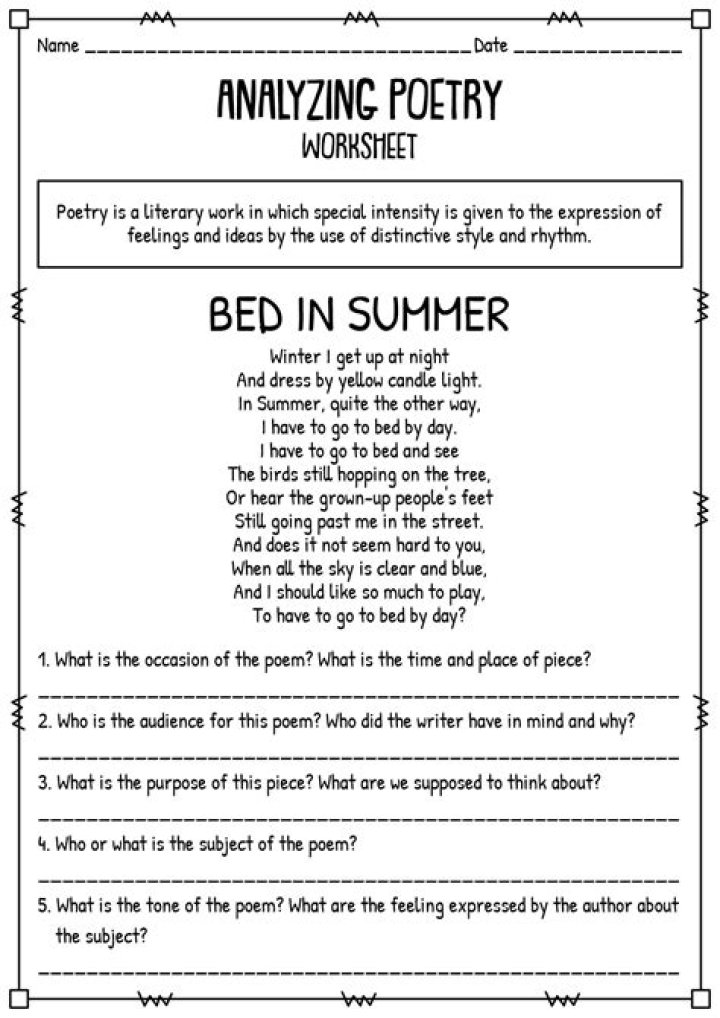 Summer Bed Poems: Questions & Answers PDF