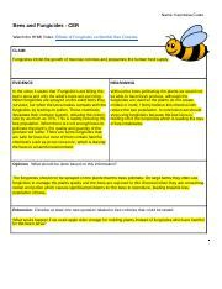 Bees and Fungicides: Key Insights from the Cer Answer Key PDF
