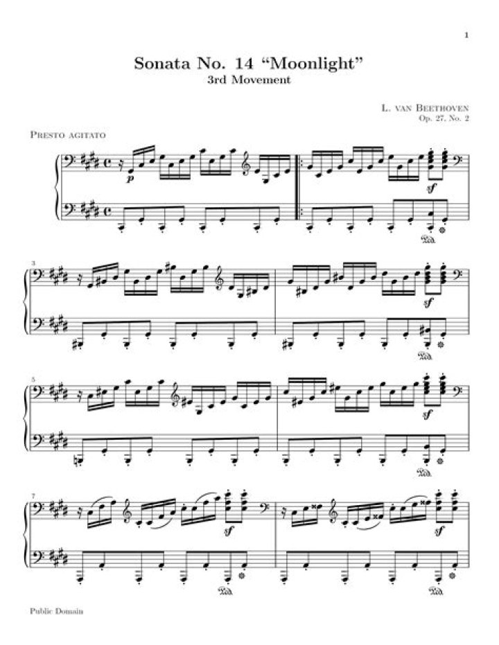 Beethoven Moonlight Sonata 3rd Movement Sheet Music PDF Download