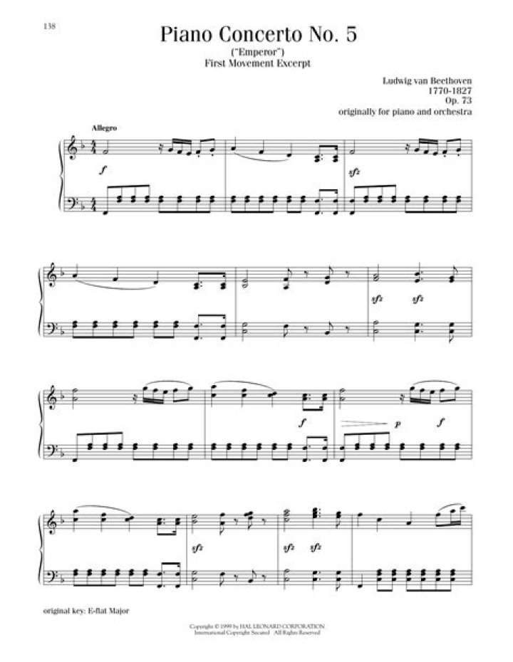 Beethoven Piano Concerto No. 5 Sheet Music PDF Download