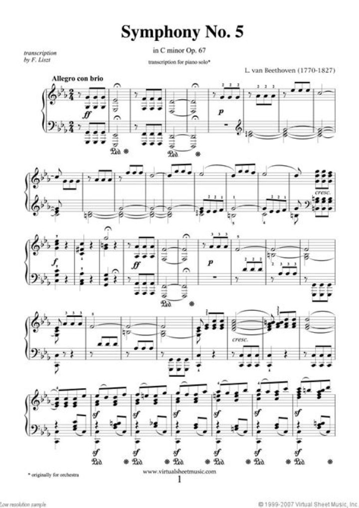 Beethoven Symphony No. 5 Sheet Music PDF for Violin – Full Score Download