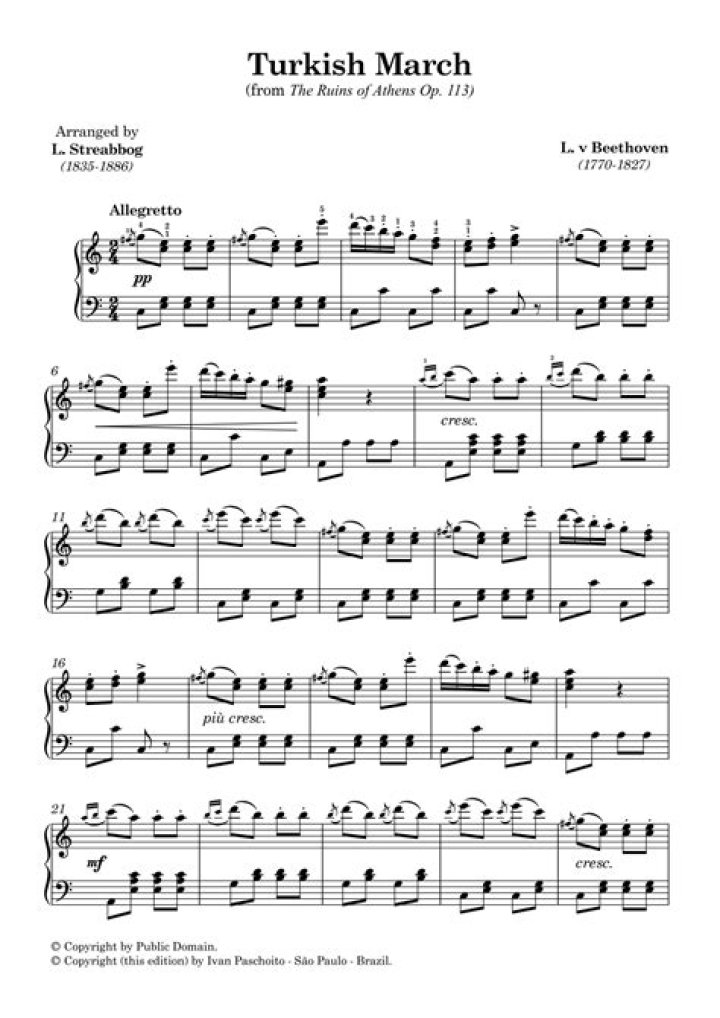 Beethoven Turkish March Piano Sheet Music PDF – Download Instantly