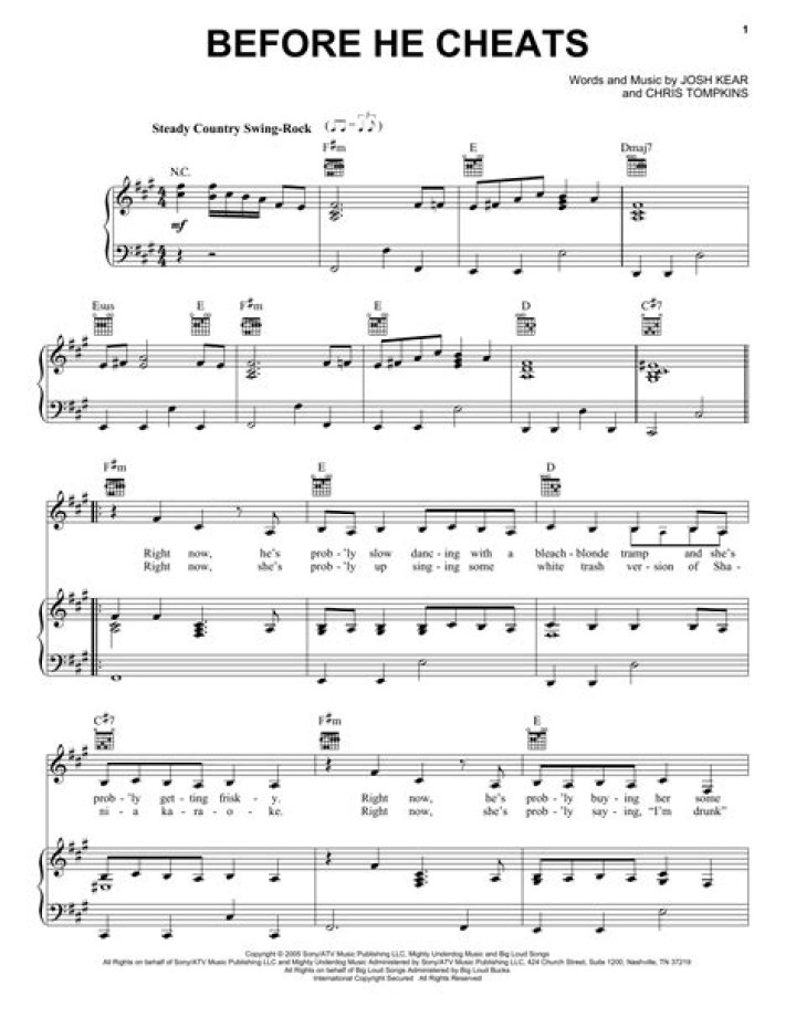 Before He Cheats: Reliable Piano Sheet Music PDF for Accurate Practice