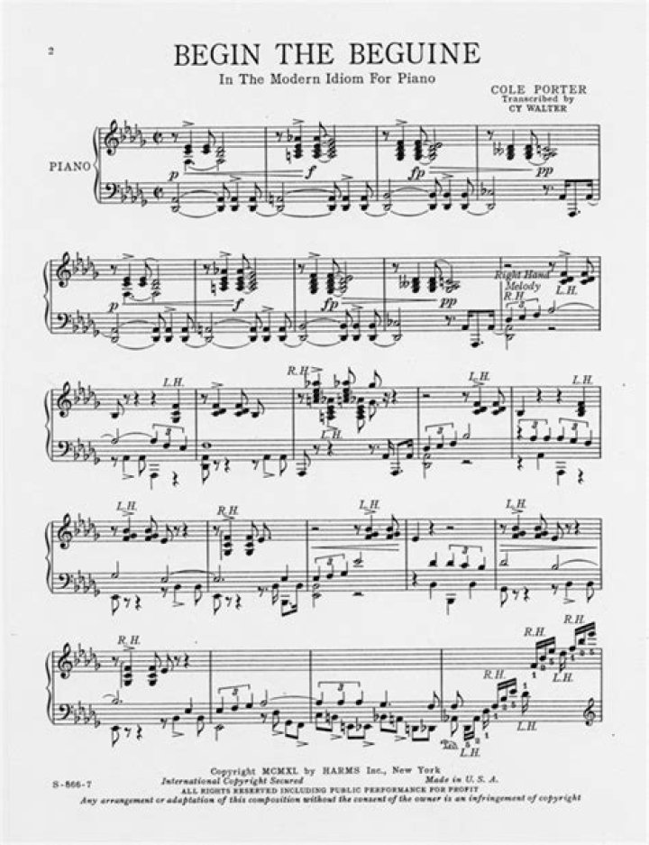 Beguine Piano Sheet Music PDF – Free Download