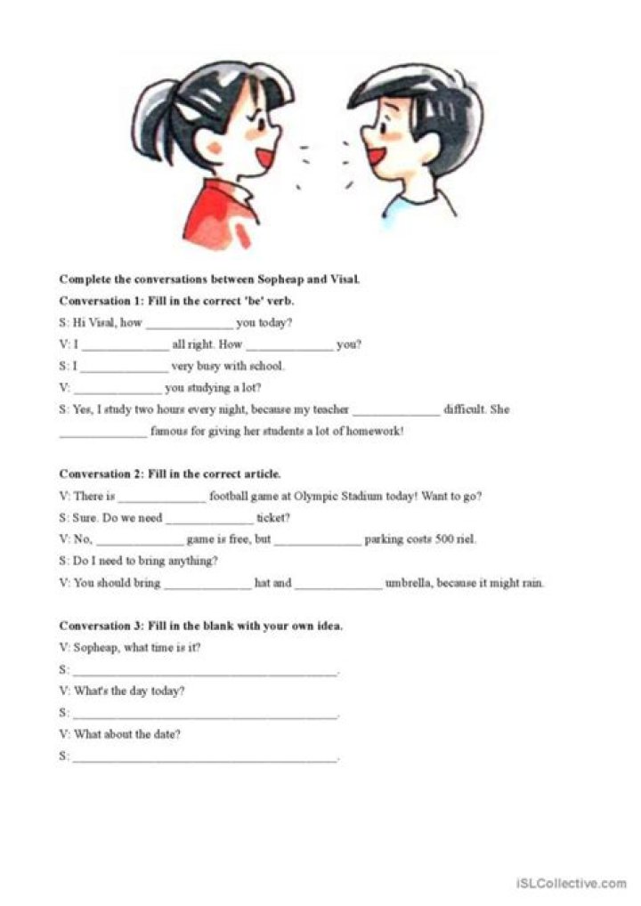 Beginner English Conversation Worksheets PDF for Free Download