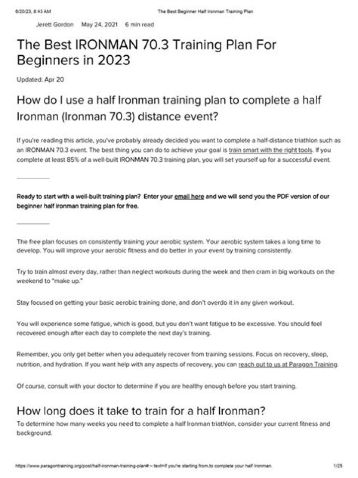 Beginner Half Ironman Training Plan PDF: Start Your Journey Today