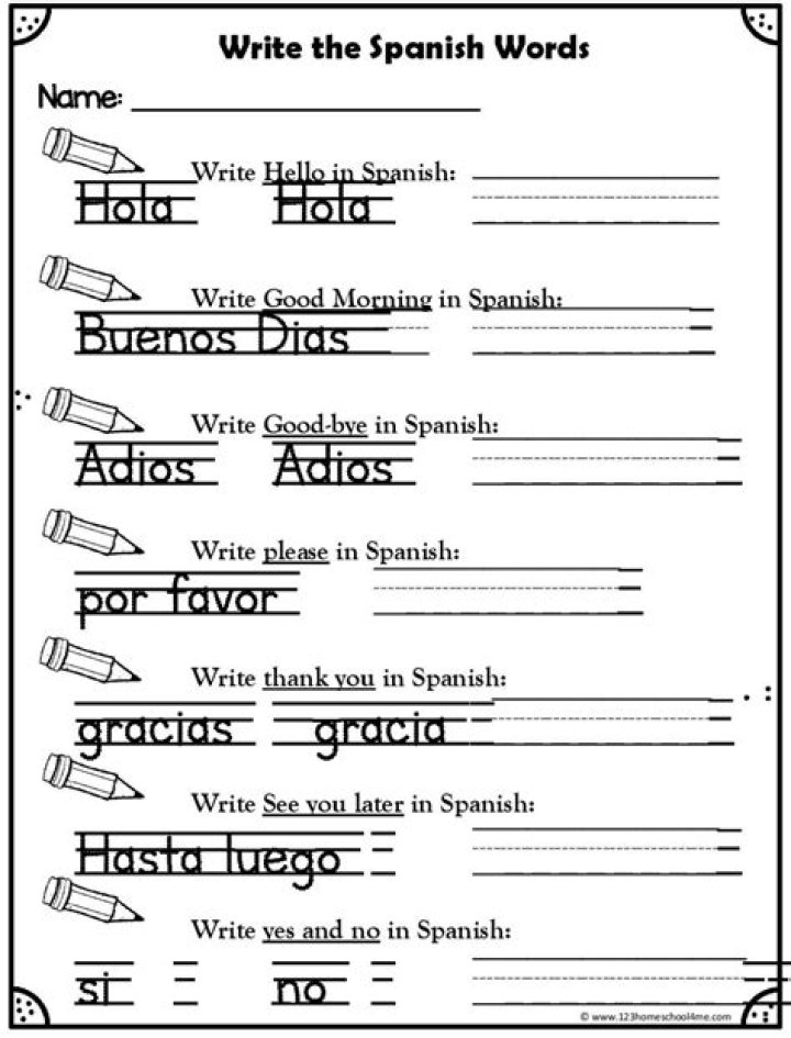 Beginner Spanish Worksheets PDF for Free Download