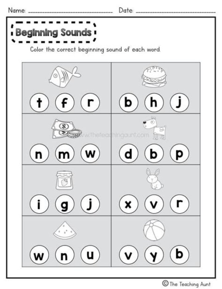 Beginning Letter Sounds Worksheets PDF – Free Printable Phonics Practice
