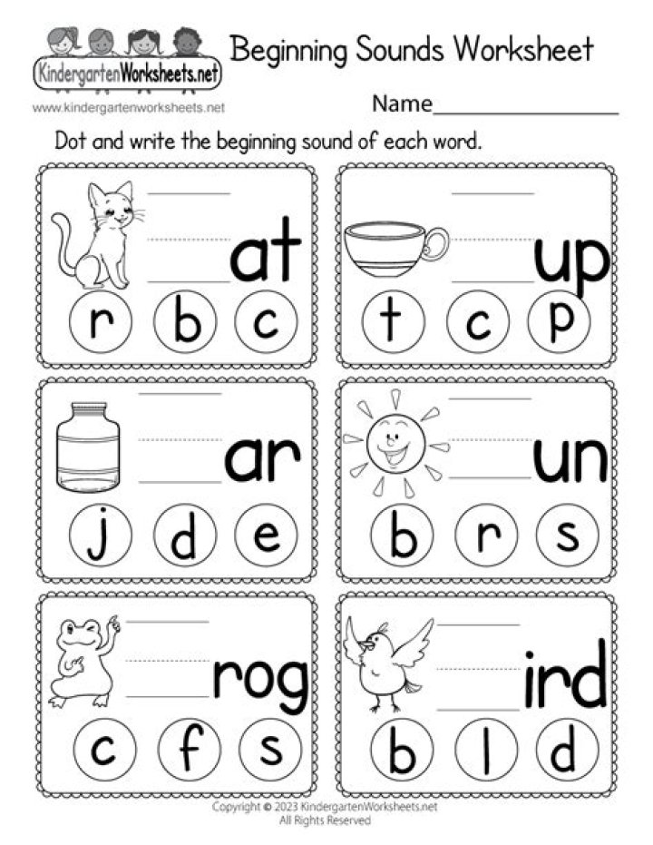 Beginning Sounds Worksheets for Kindergarten PDF – Download Free Printables