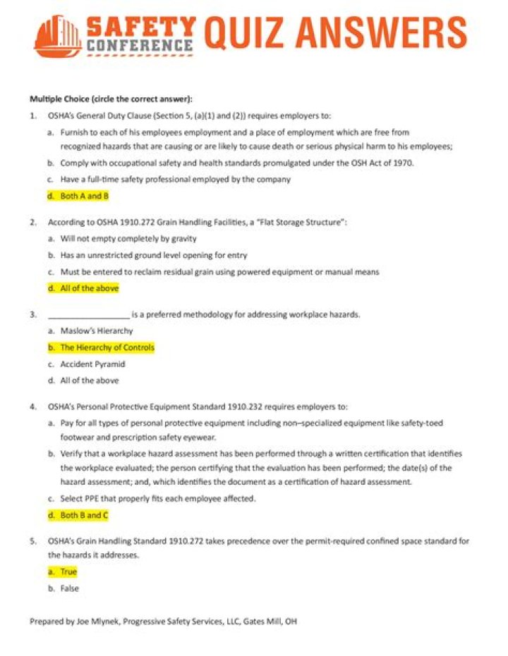 Behavior-Based Safety Quiz and Answers PDF: Test Your Knowledge