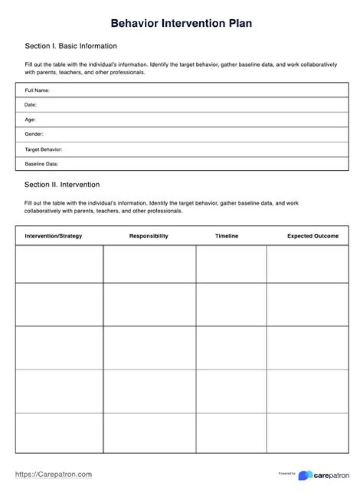 Behavior Intervention Plan Template PDF for Effective Support