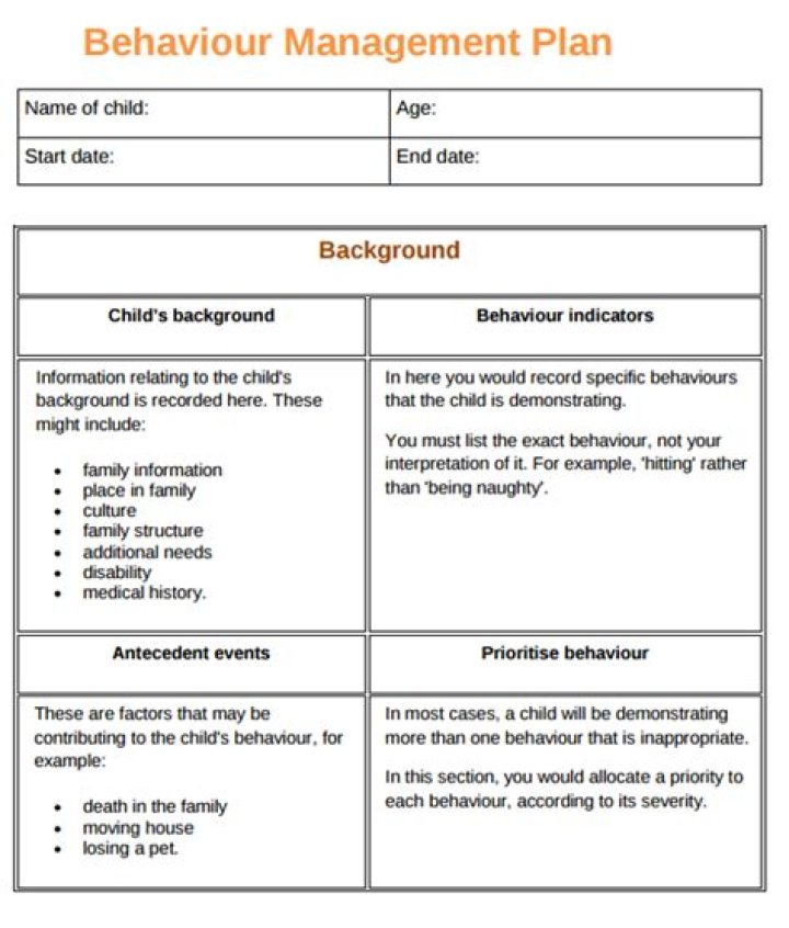 Behavior Management Plan PDF for Schools & Home Use