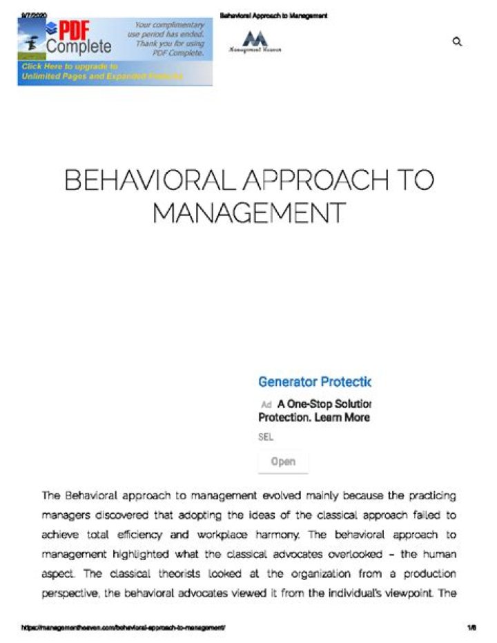 Mastering the Behavioral Approach to Management: A Comprehensive PDF Guide