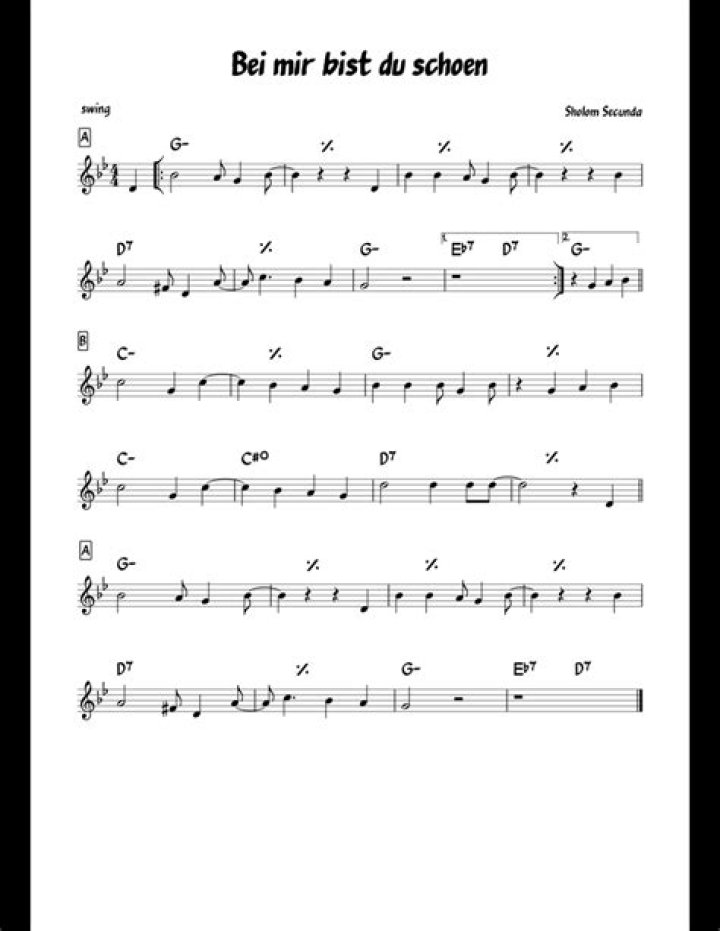 Sheet Music PDF Download: Bei Mir Bist Du Schon