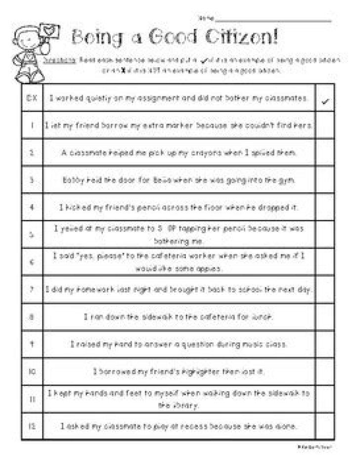 Free Being a Good Citizen Worksheet PDF for Schools & Home