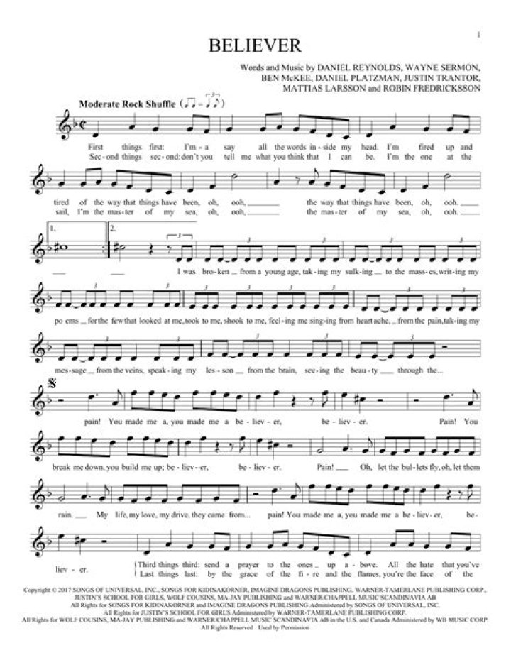 Believer Piano Sheet Music PDF – Download Free Sheet Music Now