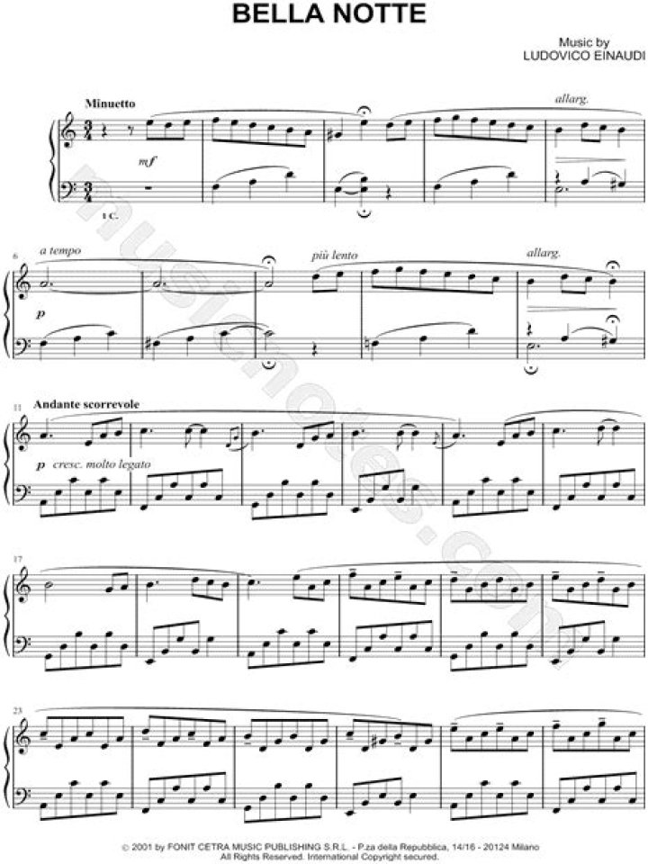 Bella Notte Piano Sheet Music PDF – Download Instantly