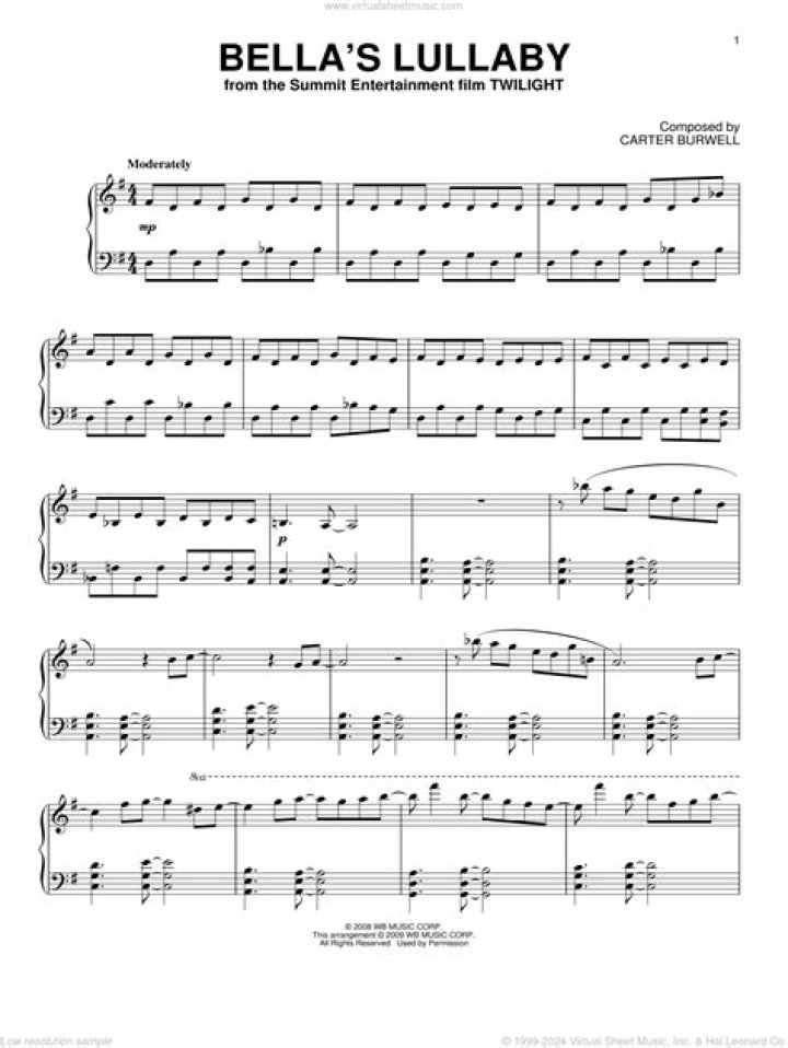 Bella's Lullaby Piano Sheet Music PDF Free Download