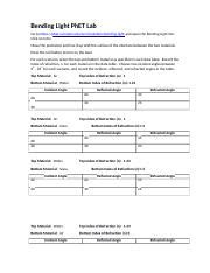 Bending Light PhET Lab Answer Key PDF: Step-by-Step Solution Guide