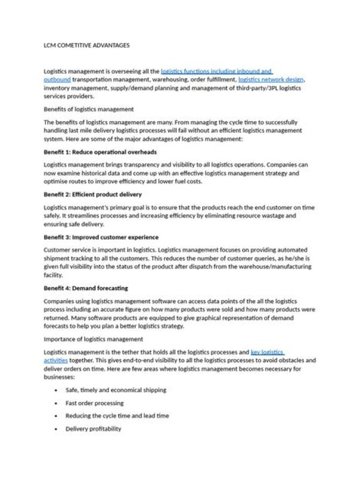 Unlock Key Benefits of Logistics Management with Our Free PDF