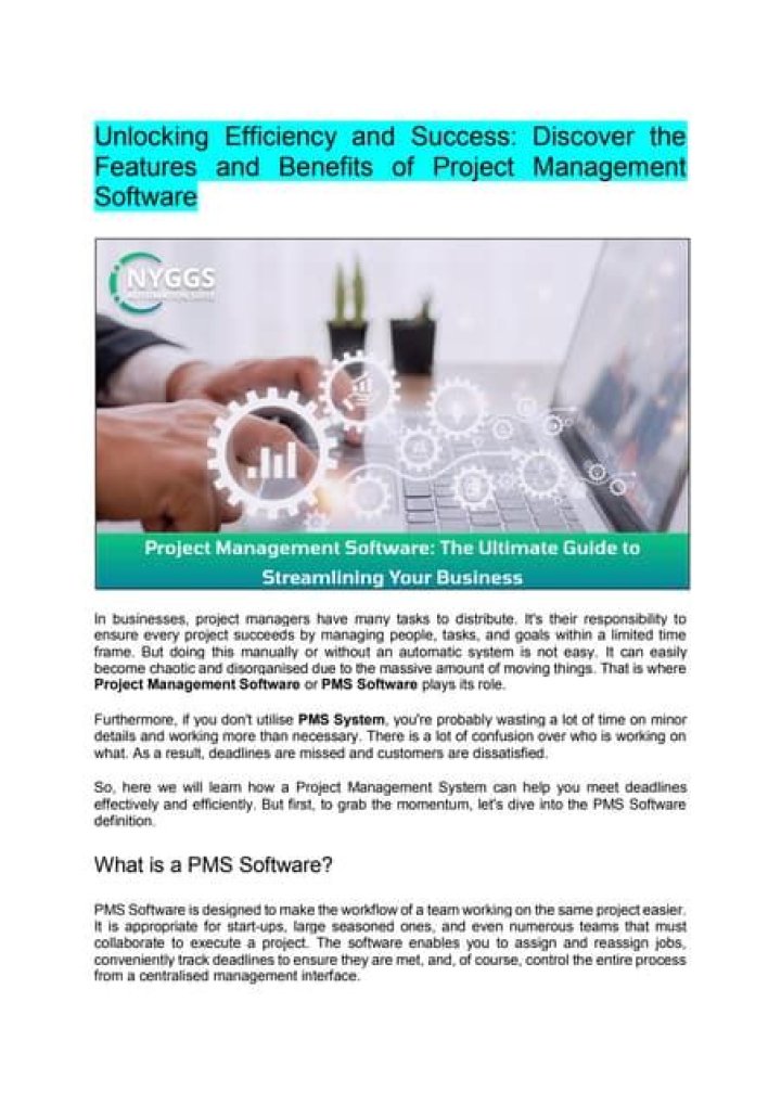 Unlock Key Benefits of Project Management Software PDF