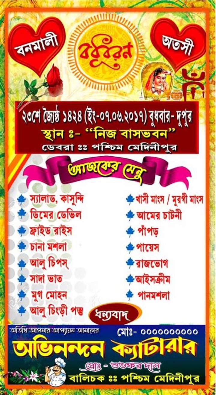 Bengali Wedding Food Menu List PDF – Authentic Recipes & Menu Guide