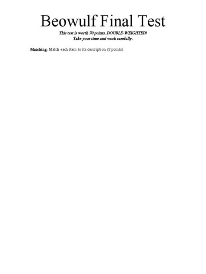 Beowulf Test PDF: Free Medieval Epic Analysis PDF